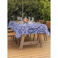 thumbnail image 3 of Outdoor Tablecloths with Umbrella Hole & Zipper, Purple Navy Blue Rectangle Tablecloth 52x70 Inch, Retro Botanical Abstract Art Waterproof Table Cloth, Patio/Pool/Picnic Table Covers, 3 of 8