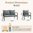 thumbnail image 6 of MRUAKA 3-Piece Outdoor Patio Conversation Set, Metal Frame Furniture Sofa with Armchairs & Coffee Table, Weather-Resistant Cushions for Balcony, Deck, Poolside Gray, 6 of 7