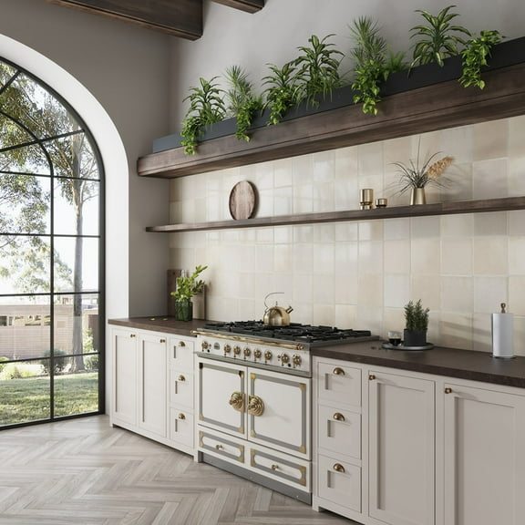 Cadence 8x8 Warm Ivory Porcelain Zellige Square Wall and Floor Tile (12.49 sq ft/case) - 29 Pack