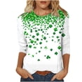 thumbnail image 2 of St. Patrick's Day Shirt for Women Glitter Clover Graphic T-Shirt 3/4 Sleeve Crewneck Festival Apparel Shamrock Print Sparkle Irish Holiday Tops, 2 of 5
