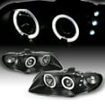 thumbnail image 2 of AKKON - For Pontiac GTO Black Bezel Dual LED Ring Projector Replacement Headlights Front Lamps Left/Right Pair, 2 of 7