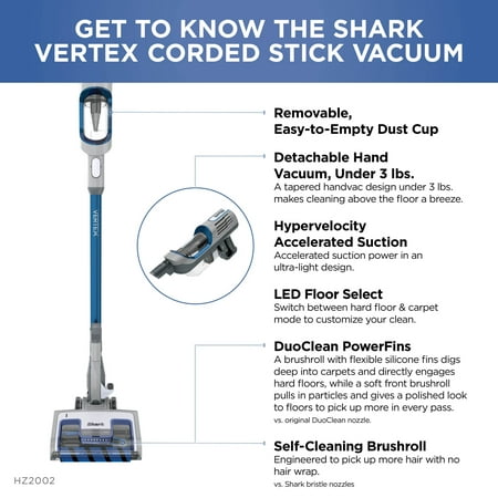 Shark - Vertex UltraLight DuoClean PowerFins Corded Stick Vacuum with Self-Cleaning Brushroll - Colbalt Blue