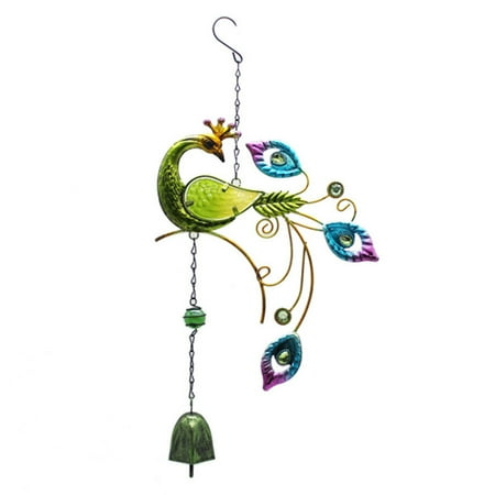 

Peacock Metal Wind Chime Pendant Glass Painted Garden Balcony Hanging Ornament New