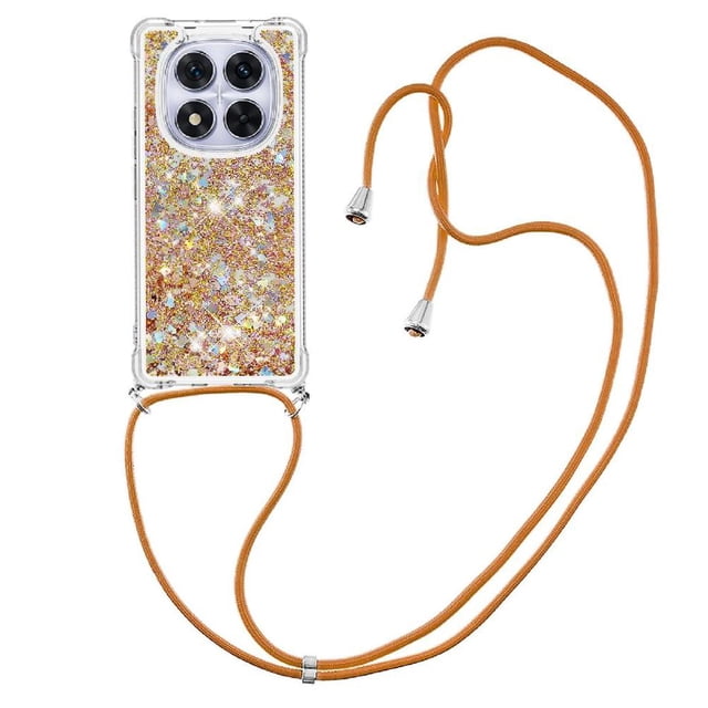 Funda FOXDOCK para Xiaomi Redmi Note 14 Pro 5G con Cuerda Ajustable, Brillo Líquido, Protección Antigolpes y Lente – Ideal para Regalo