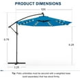 thumbnail image 5 of EROMMY 10ft Solar Lighted Patio Umbrella,Outdoor Offset Cantilever Umbrella, Infinite Tilt, Crank and Cross Base, UV Protection for Backyard, Lawn, Garden & Pool, 5 of 6
