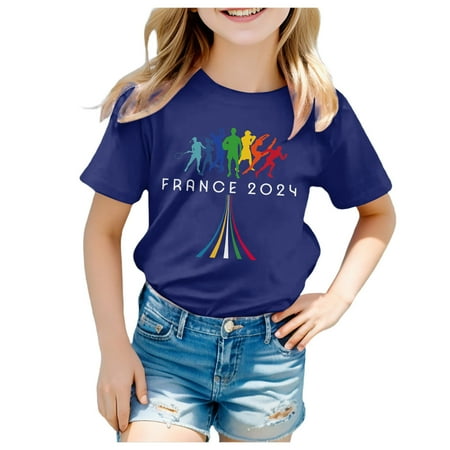 

ZMHEGW Girls Short Sleeve Tee Summer Crewneck T Shirt Casual Fit Basic Shirts Toddler Boys Girls T Shirts