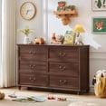 thumbnail image 6 of Buildhom 54" Farmhouse 6-Drawer Dresser, Rustic Wood Chest with 4 Legs for Adult Bedroom, Brown, 6 of 8