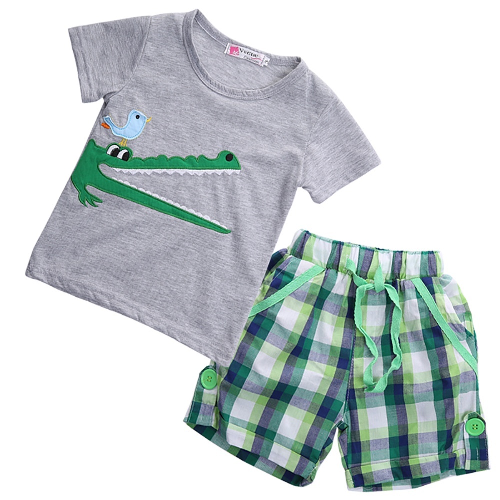 WangsCanis Summer Toddler Boy Clothes Suit Scollo a V Camicia a Maniche Corte Coconut Tree Crop Top Shorts Suit 1-6 Anni Ragazzi Casual Beach Suit 