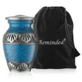 thumbnail image 5 of Reminded Small Cremation Urns for Human Ashes, Mini Keepsake Set of 4 Blue and Silver with Velvet Case, 5 of 7