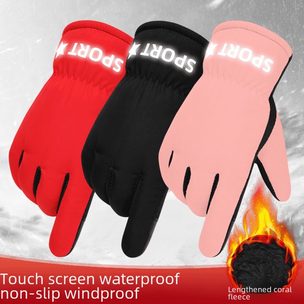 Guantes cálidos de invierno para parejas Guantes de ciclismo y motocicleta engrosados con forro polar para hombre Guantes de invierno a prueba de frío para mujer