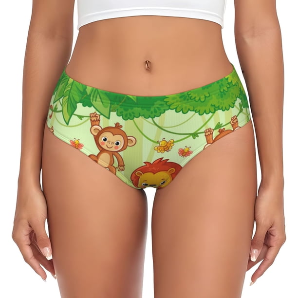 Fotbe African Animals in the Jungle Calzones Estampados para Mujer – Ropa Interior de Algodón, Cómoda, Suave y Elástica-X-Large