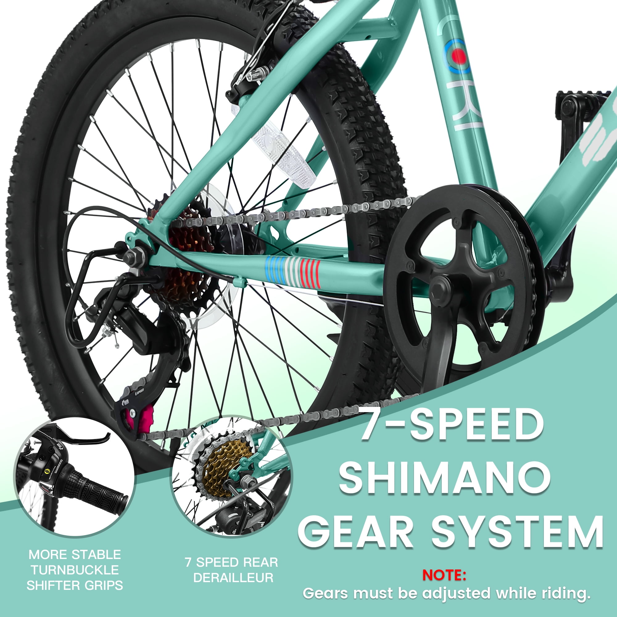 20 inch Mountain Bike For Boys Girls, 7 Speed Kids' MTB Summer Travel Birthday Gifts Children Bicycles