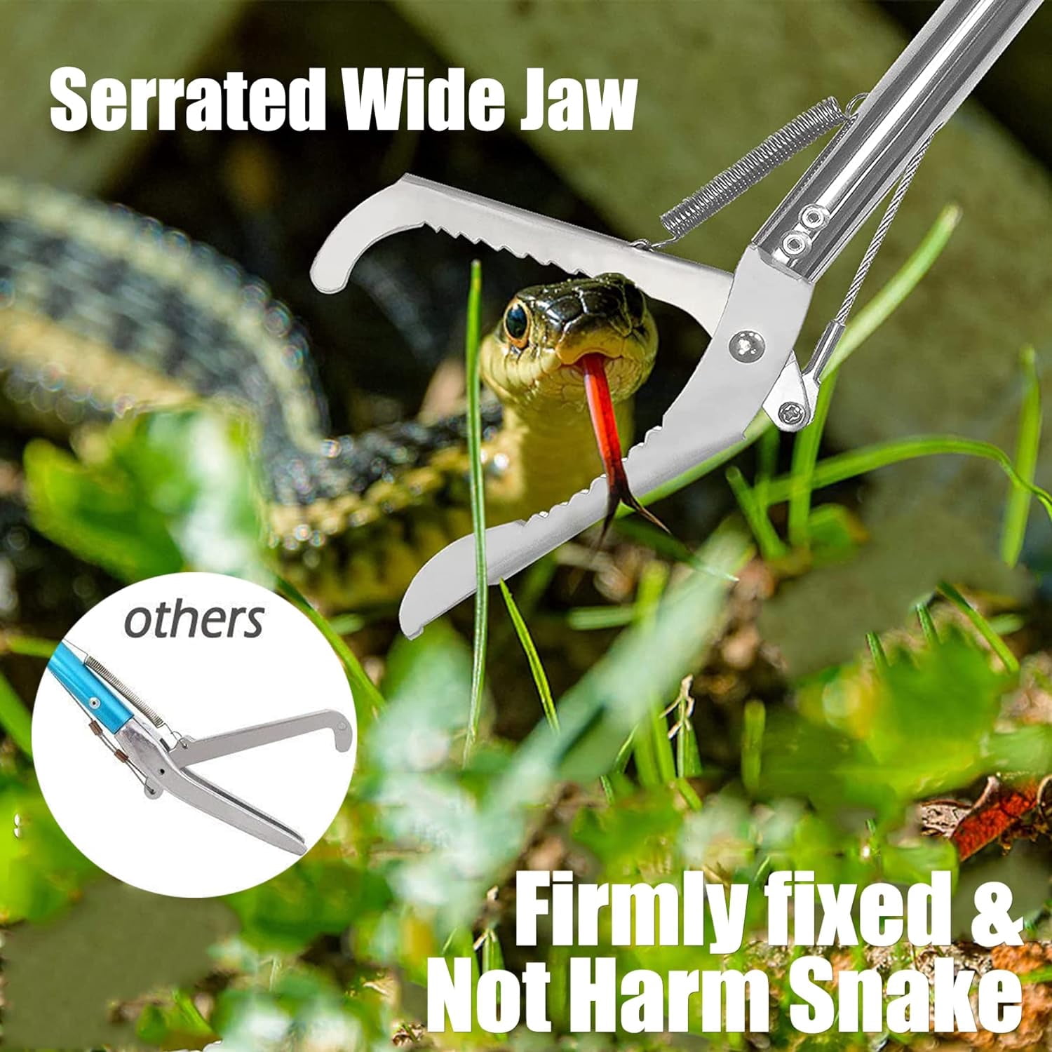 IC ICLOVER 47 Inch Extra Heavy Duty Snake Tongs Reptile Snake Catcher Wide Jaw Handling Tool with with Non-Slip Grip Handle & Locking