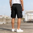 thumbnail image 4 of Besolor Men's Plus Size Cargo Shorts Summer Knee Length Drawstring High Waist Wide Leg Pants Casual Loose Running Sweat Shorts with Pocket, 4 of 7