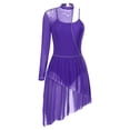 thumbnail image 4 of TiaoBug Women's Lyrical Ballet Contemporary Dance Ice Skating Asymmetrical Dress Purple M, 4 of 7