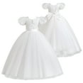 thumbnail image 3 of IBTOM CASTLE Flower Girls Sequin Lace-up Bow Dress for Kid Wedding Bridesmaid Pageant Party Formal Long Gown Communion Tulle Dresses 8-9 Years White, 3 of 8