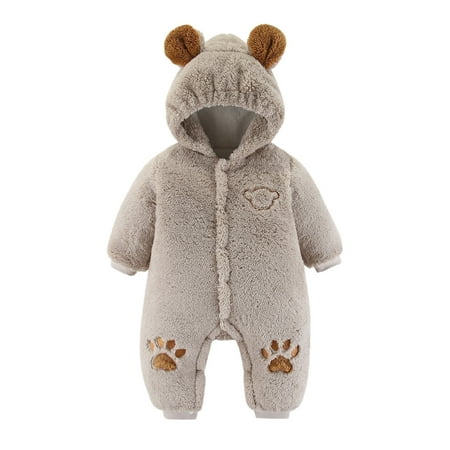 

Utoimkio Big Girl Jumpsuit Plus Size Toddler Baby Boys Girls Color Plush Cute Bear Ears Winter Thick Keep Warm Jumpsuit Romper