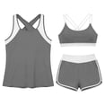 thumbnail image 4 of Bosfbaoi 3-Piece Swimsuit for Women Athletic Tankini Womens Swimsuits Contrast Trim Racerback Tank Top Sports Bra High-Waisted Shorts, 4 of 7