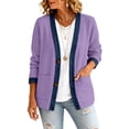 thumbnail image 4 of Stralyhd Jean Jacket Women Long Sleeve Fall Casual Denim Jacket Short Waffle Jean Coats Light Button Down Cardigan with Pockets Purple M, 4 of 5