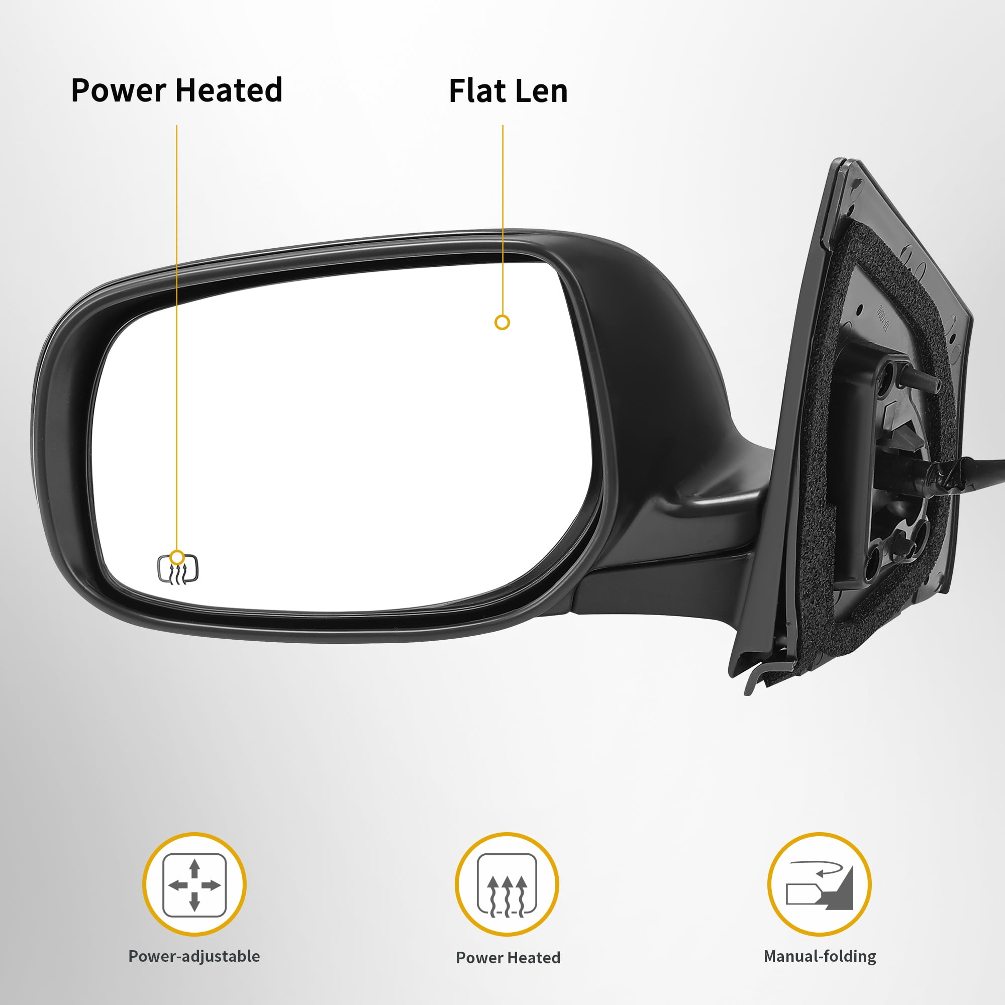 LEDKINGDOMUS Left Driver Side Power Heated Mirror Compatible with 2009 2010 2011 2012 2013 Toyota Corolla, Manual Folding Black Door Mirror (9.06" x 5.12")