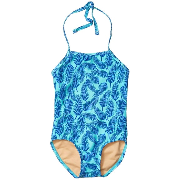 Toobydoo Girl's Aqua Palms One-Piece Swimsuit (Toddler/Little Kids/Big Kids) Aqua 1-2 Toddler