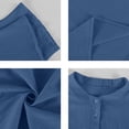 thumbnail image 5 of GrmtClth Mens Linen Shirt Short Sleeve Henley Shirts Summer Beach Casual Hippie Shirt Button Lightweight Collarless Tee Top Navy XL, 5 of 7