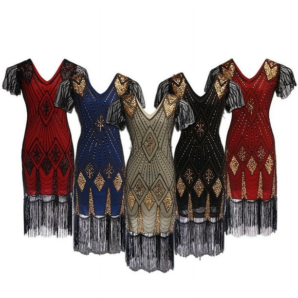 Vestido de otoño para mujer para banquete Vestido largo sin mangas con borlas y lentejuelas