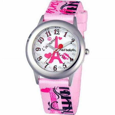 Paris L 'Amour Girls' Stainless Steel Watch, Printed Strap