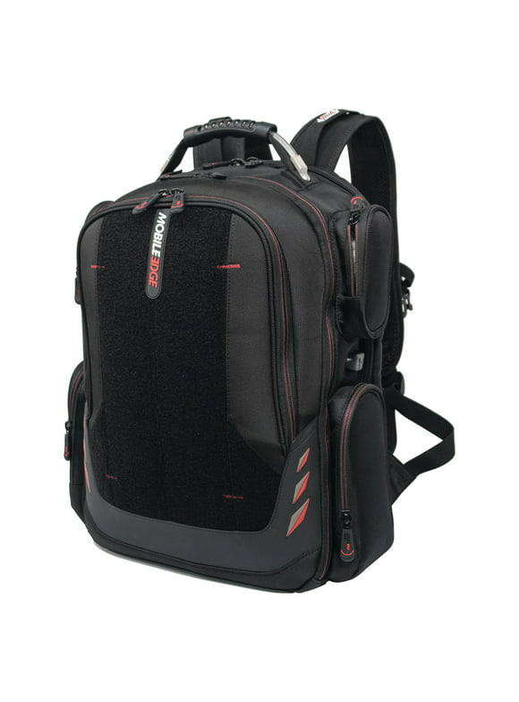 Mobile Edge MECGBPV1 Core Gaming Checkpoint Friendly 18.4" Backpack w/Velcro Front Panel - Black with Red Trim