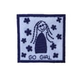 thumbnail image 3 of Lily Iron on Embroidery Patch "Go Girl" 2.25"x2.125" in Red Blue sold by piece, 3 of 3