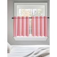 thumbnail image 5 of Red Pink Stripe Tier Curtains 36 Inch Length,Sheer Curtains for Bedroom Living Room Window Geometric White Vertical Striped Rod Pocket Drapes Kitchen Curtains Small Half Window 27.5"x36" 2 Panels, 5 of 6