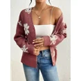 thumbnail image 4 of Floral Pattern Button Down Knit Cardigan, Elegant Long Sleeve Sweater, Women's Clothing, 4 of 7