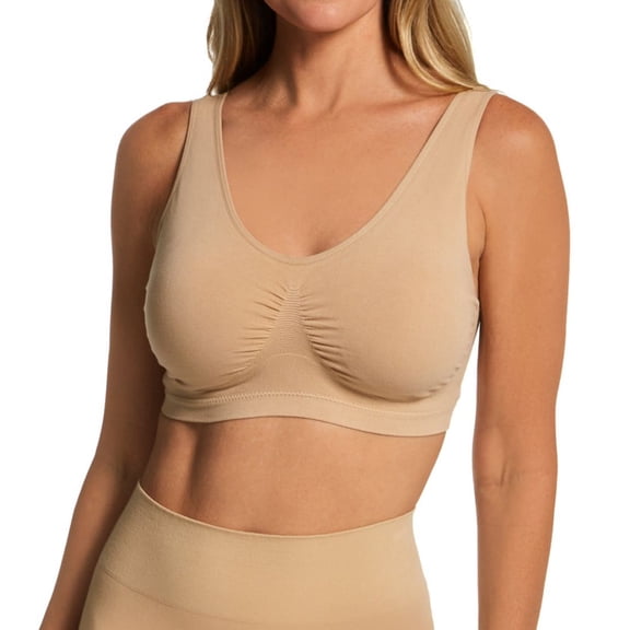 Women's Rhonda Shear 9705 Cotton Blend Ahh Bra with Removable Pads (Beige 2X)