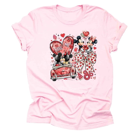 Mickey Valentine Hand Draw Graphic Shirt, Theme Park Orlando Graphic Tee, Cute Unisex Short Sleeve Casual T-Shirt, Festive Top