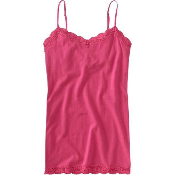 Aeropostale Womens Solid Classic Lace Cami Tank Top, rosa, pequeño
