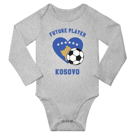 

Future Kosovo Soccer Player Baby Long Slevve Rompers Clothes Outfits (Gray 6-12 Months)