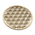 thumbnail image 1 of Escultura de pared de madera tallada geometría sacra rebanada de madera D 14cm, 1 of 6