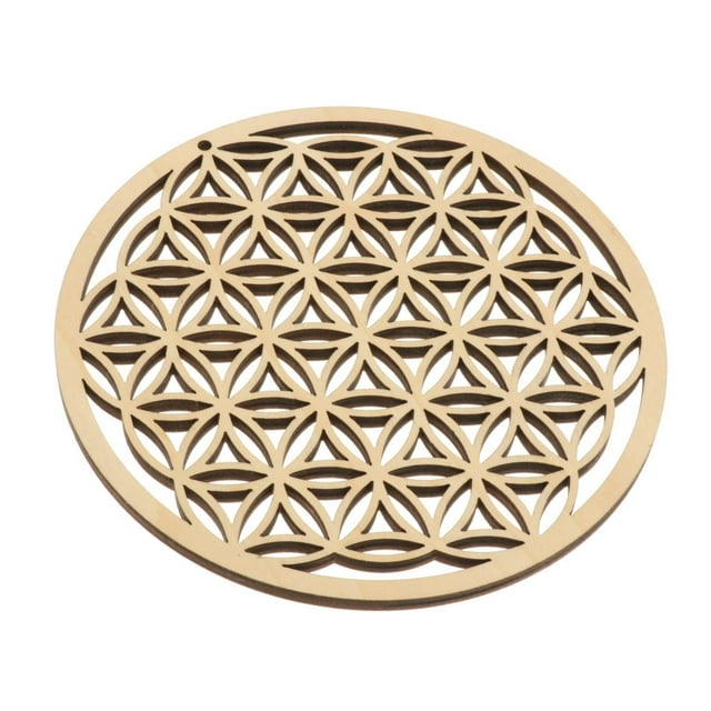 Escultura de pared de madera tallada geometría sacra rebanada de madera D 14cm