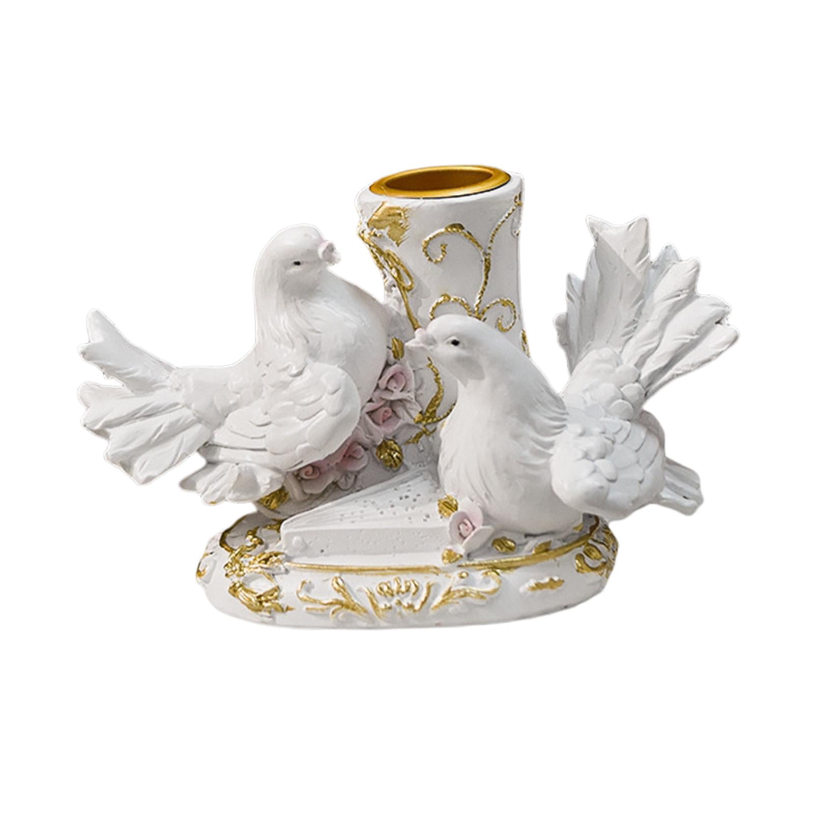 White Pigeon Statue Candle Holder Pigeon Figurine Sculpture Candlestick