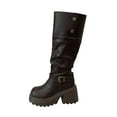 thumbnail image 1 of Wensltd Women's Knee High Riding Root Wide Calf Comfortable Round Toe Casual Winter Side Zipper Boots for Women, 1 of 9