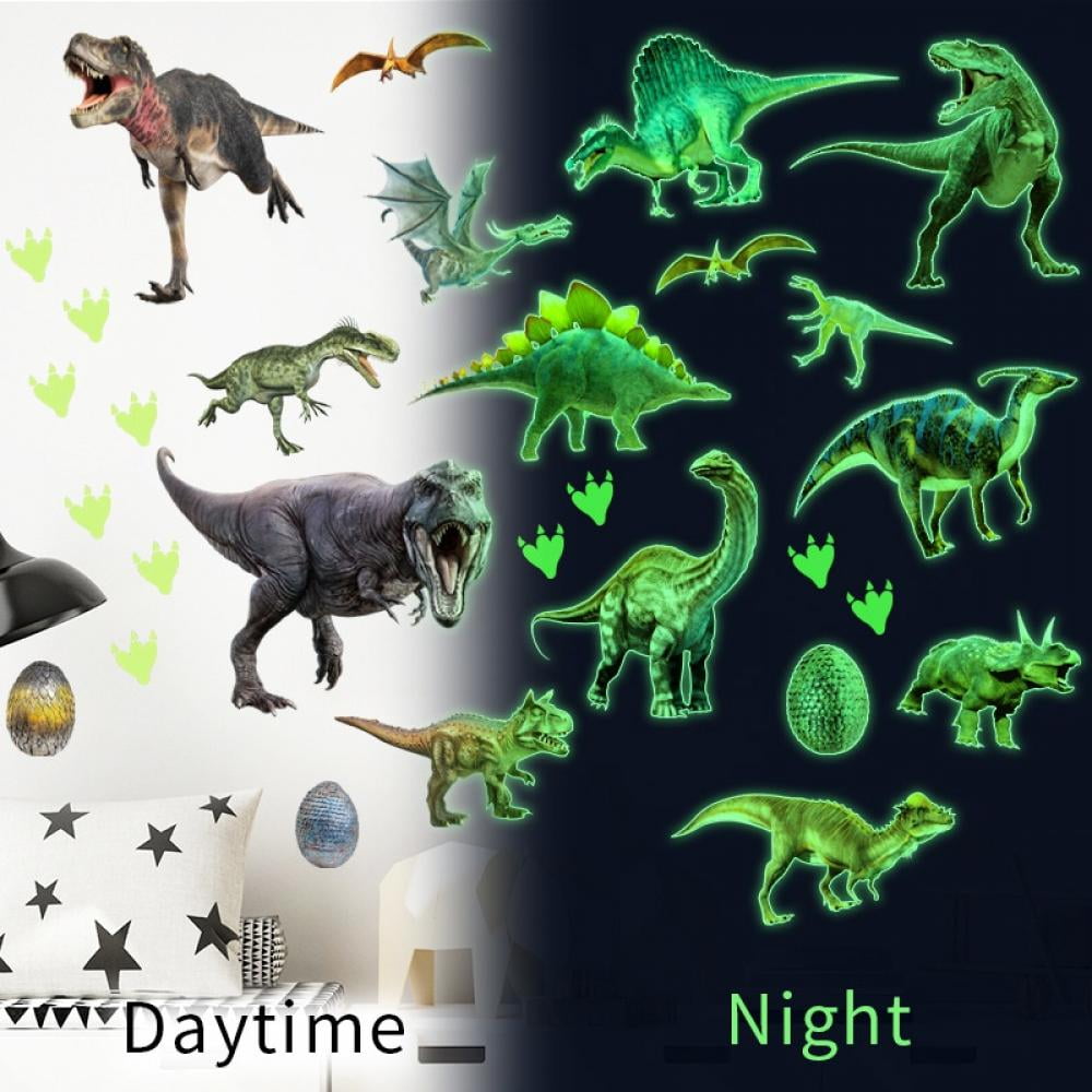 Glow in The Dark Dinosaur Wall Decals,Glowing Stickers for Ceiling,Boys Bedroom Decoration,Large Luminous Removable Dinosaur Wall Decor for Nursery,Kids Birthday Gift