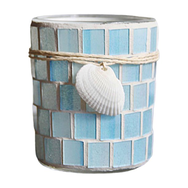 Cantidad mínima de 10 velas de vidrio con candelabro de mosaico de concha mediterránea tamaño del producto: 7x7x85 diámetro 7 material: vidrio con incrustaciones peso: 280 g ANGGREK Otros