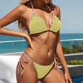 thumbnail image 4 of Womens 2 Piece Swimsuits Three-Point Bikini Stylish Adjustable Solid Color Yellow Bathing Suits for Women S, 4 of 9