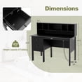 thumbnail image 3 of Costway 48" Computer Desk with Power Outlets Type-C 5-Cubby Hutch & 2 Storage Drawers Black, 3 of 10
