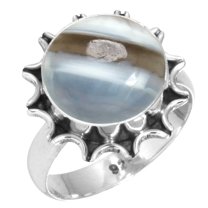 925 Sterling Silver Ring Natural Blue Opal Handmade Jewelry