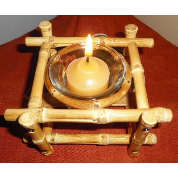 Bamboo Root Candle Holder Votive Tealight Holder Handcrafted Real Bamboo