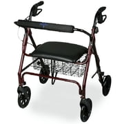 Medline Guardian Standard Bariatric Heavy-Duty Rollator, 8" Wheels, Burgundy