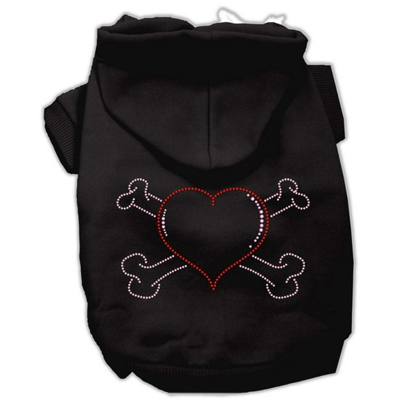 Pet, Dog Cat Hoodie Rhinestone, "Heart and Crossbones"