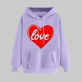 thumbnail image 2 of Womens Hoodies Pullover Graphic Printed Sweatshirts Hooded Pullover Tops Valentine's Day Long Sleeve with Pockets, 2 of 5