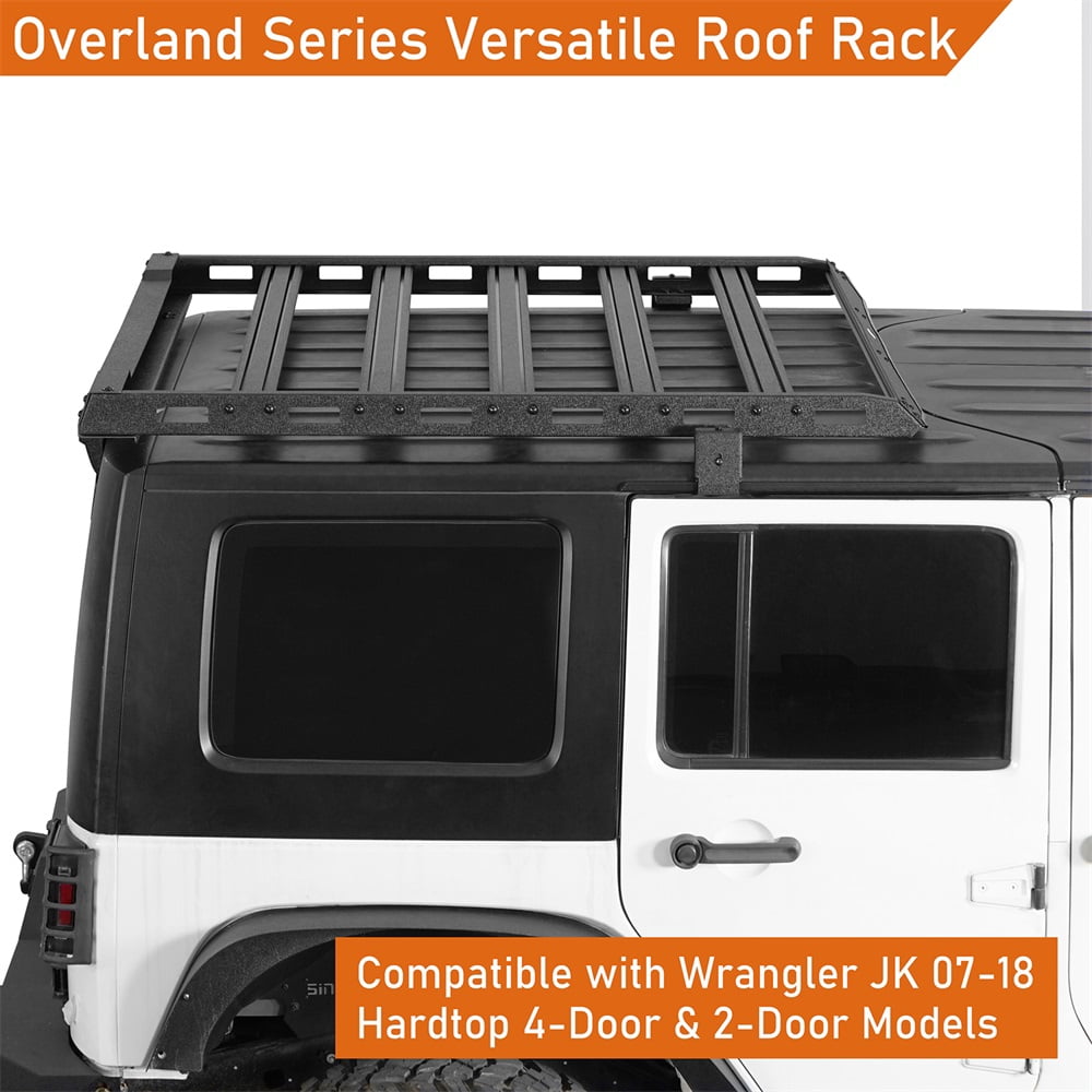Hooke Road Steel Roof Rack Cargo Luggage Carrier Fit 2007-2018 Jeep Wrangler JK 2Door/4Door Black